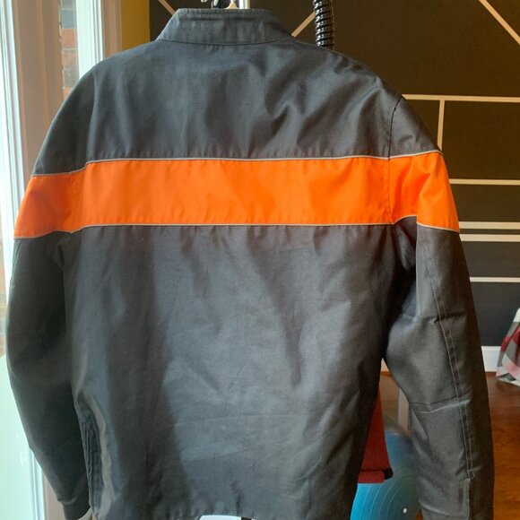 Motorcycle Jacket, Black with Orange Accents & Removable Quilted Liner, Medium - Picture 4 of 6